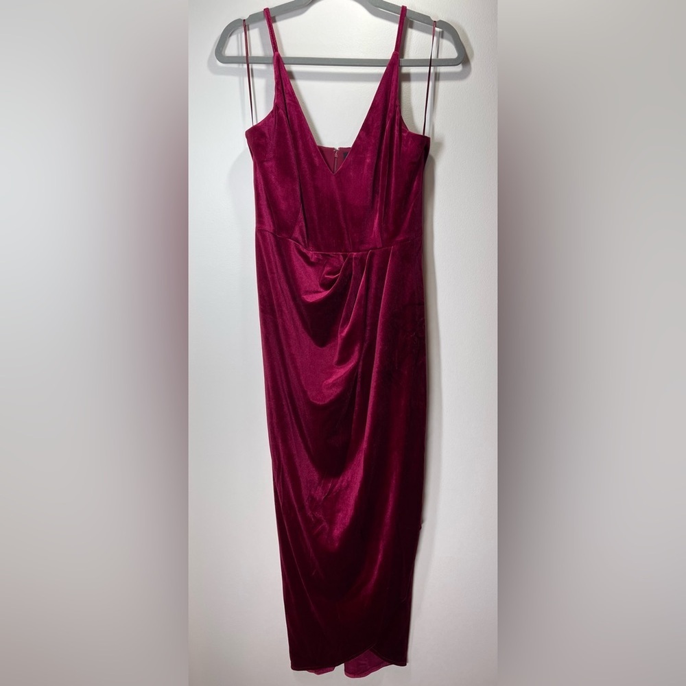 NWT YUMI KIM Felicity Dress V‎ Neck Wine Velvet Spaghetti Strap Size Small